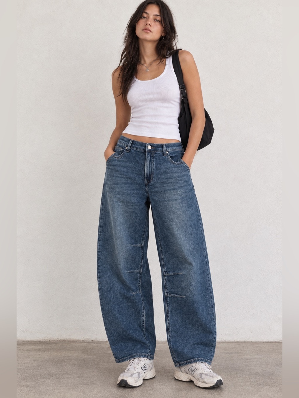 Project Indigo Baggy Barrel Mid-Rise Soft Denim Jeans Elastic Waist Large 29/30